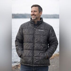 Columbia Thermal Coil Insulated Puffer Jacket Men’s XXL Black Speckle Print